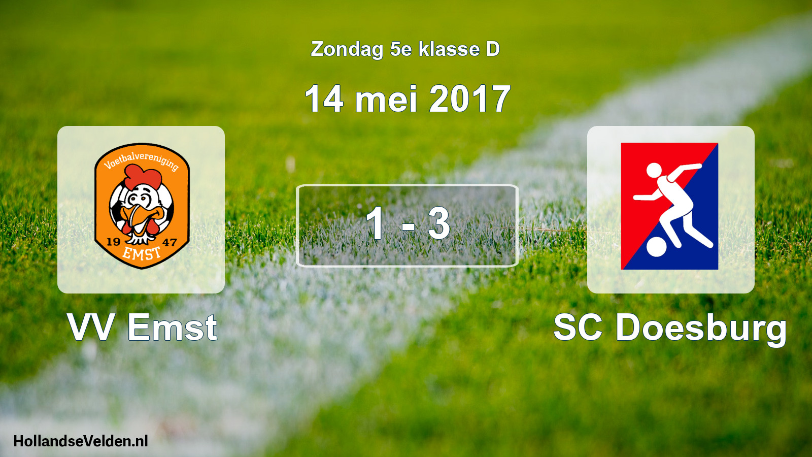 Total number of matches played: VV Emst - SC Doesburg 1 - 3 (14 May 2017)