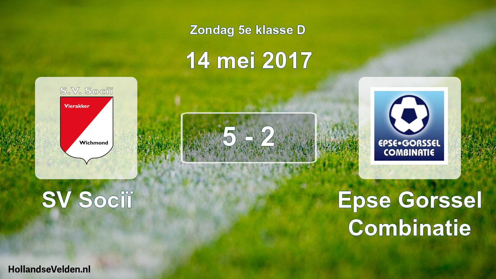 Total number of matches played: SV Sociï - Epse Gorssel Combinatie 5 - 2 (14 May 2017)