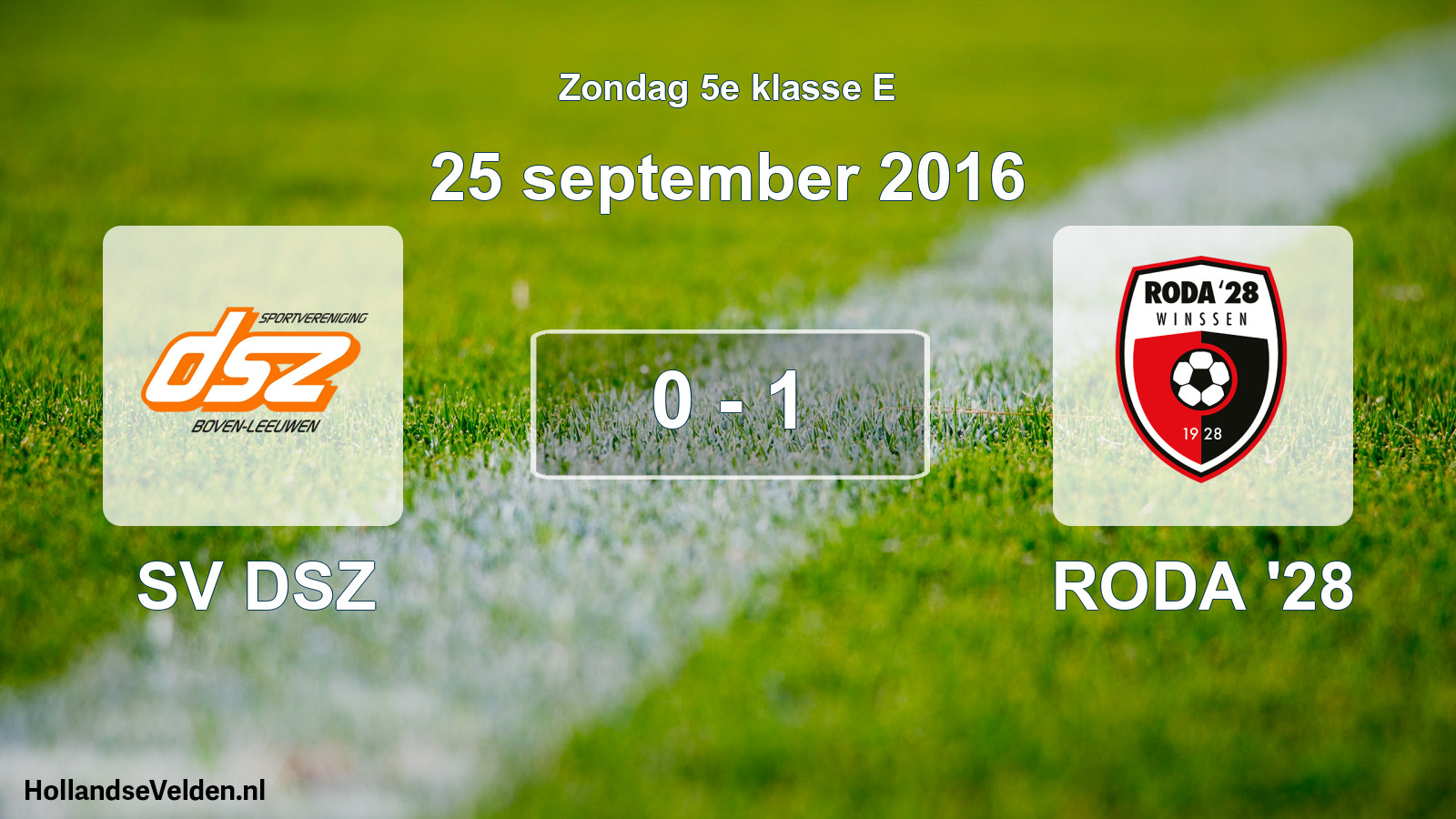 Total number of matches played: SV DSZ - RODA '28 0 - 1 (25 September 2016)