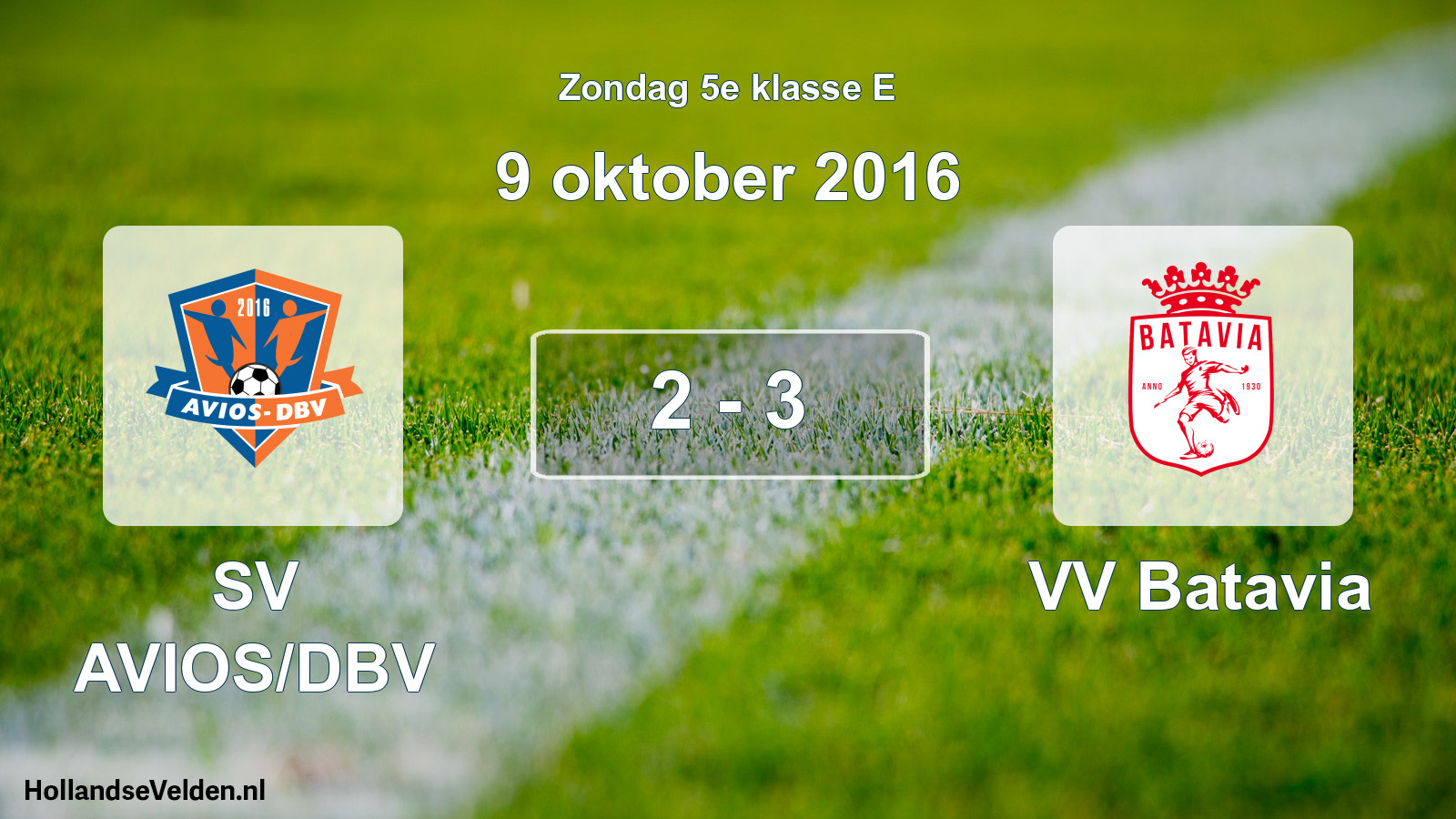 Total number of matches played: SV AVIOS/DBV - VV Batavia 2 - 3 (9 October 2016)