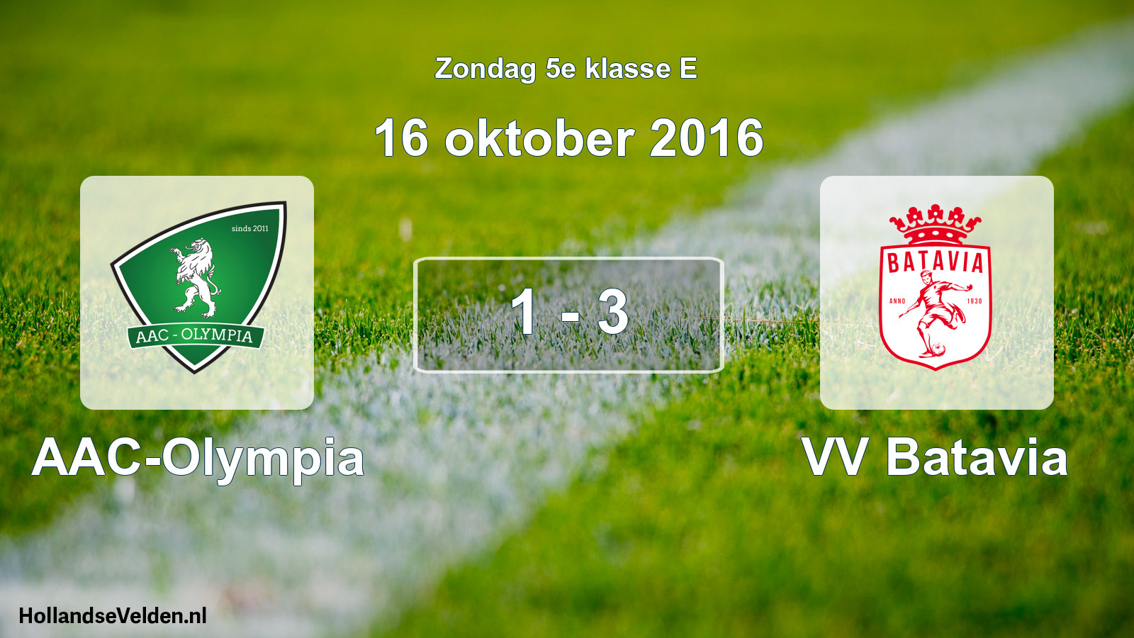 Total number of matches played: AAC-Olympia - VV Batavia 1 - 3 (16 October 2016)