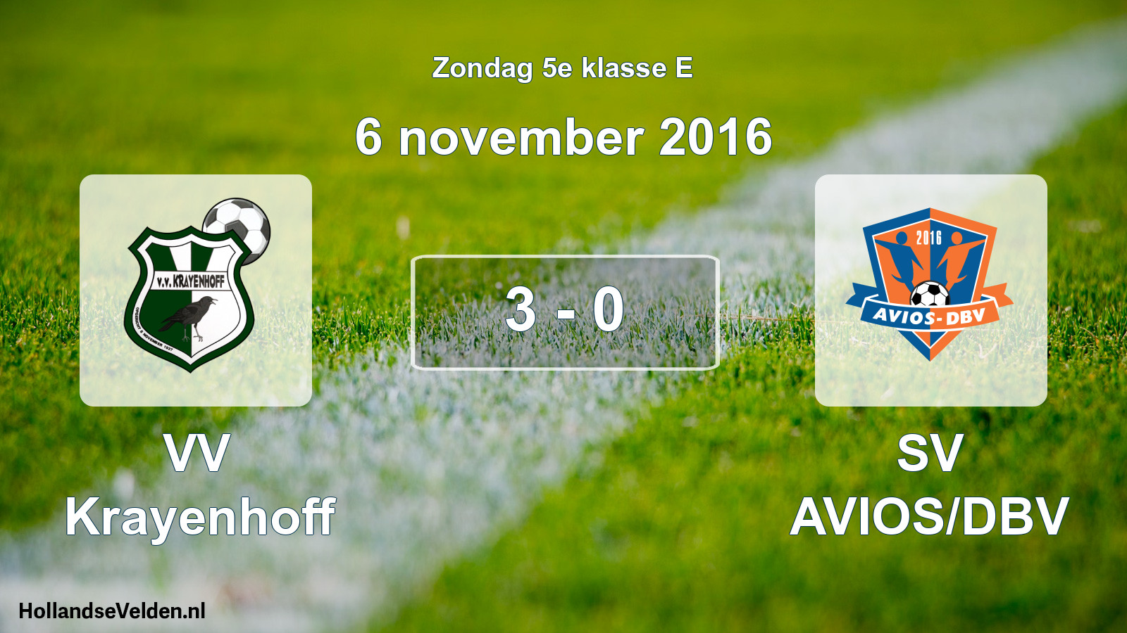 Total number of matches played: VV Krayenhoff - SV AVIOS/DBV 3 - 0 (6 November 2016)