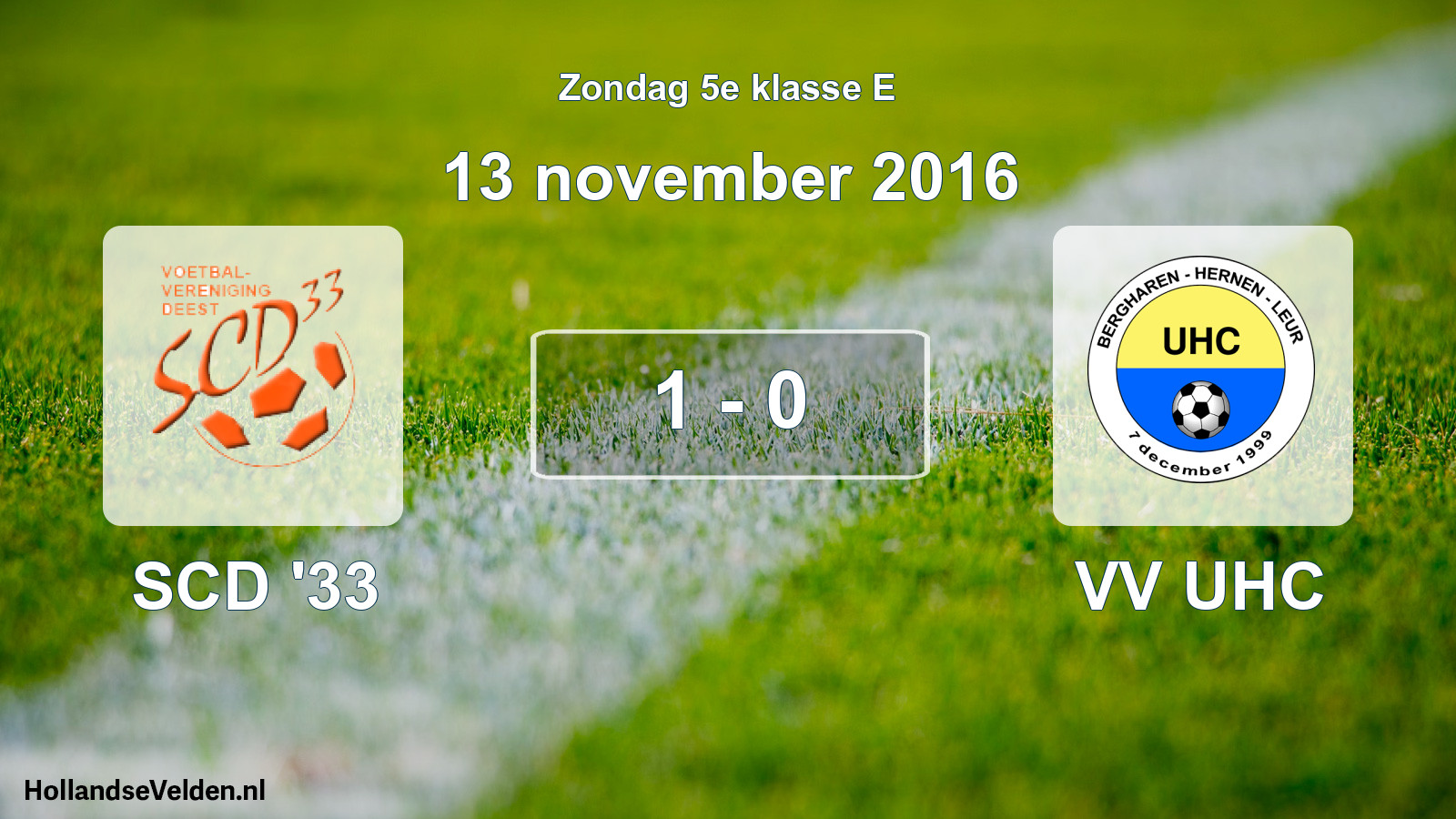 Total number of matches played: SCD '33 - VV UHC 1 - 0 (13 November 2016)
