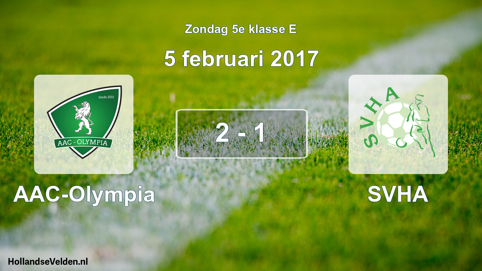 Total number of matches played: AAC-Olympia - SVHA 2 - 1 (5 February 2017)