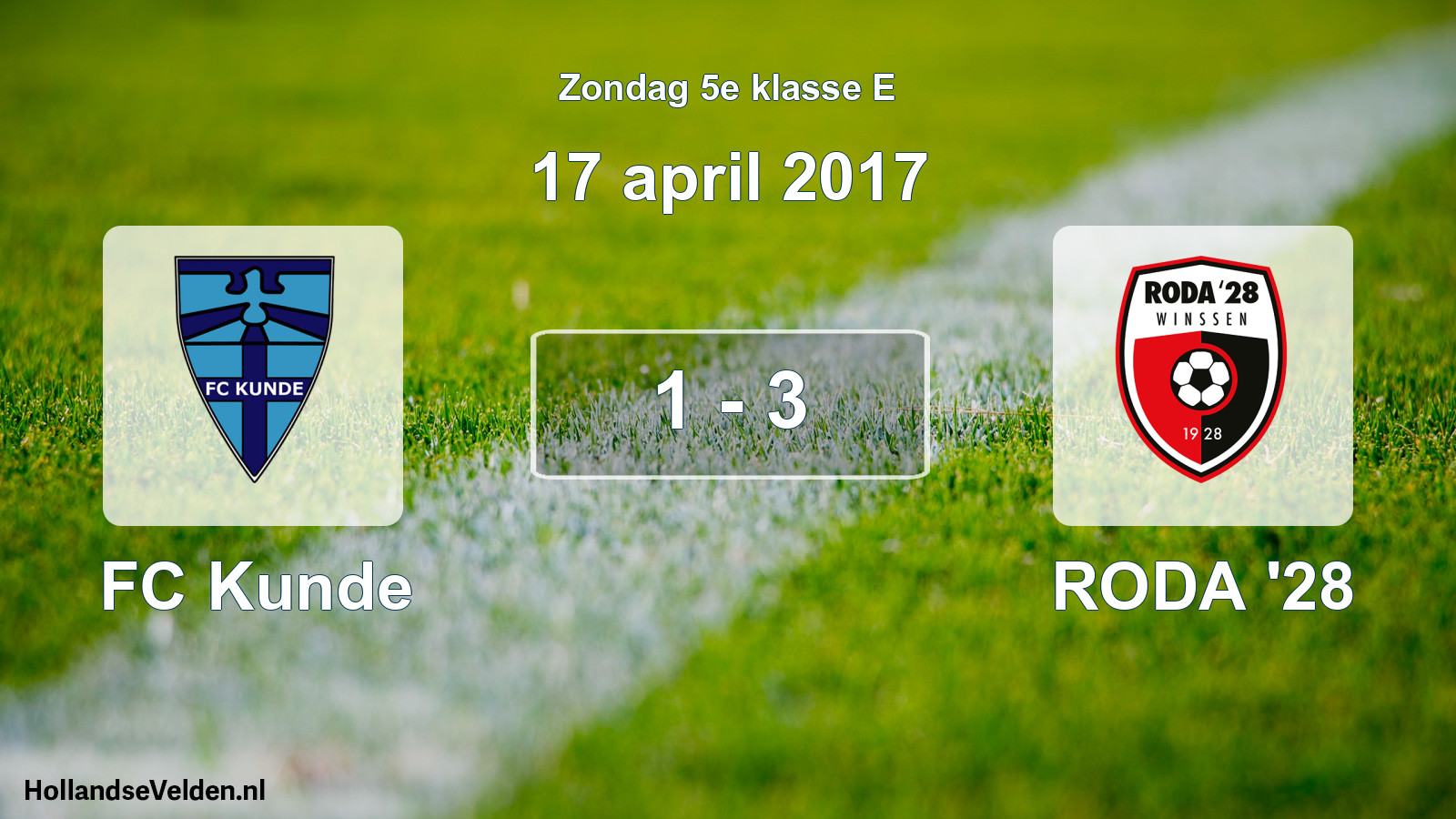 Total number of matches played: FC Kunde - RODA '28 1 - 3 (17 April 2017)