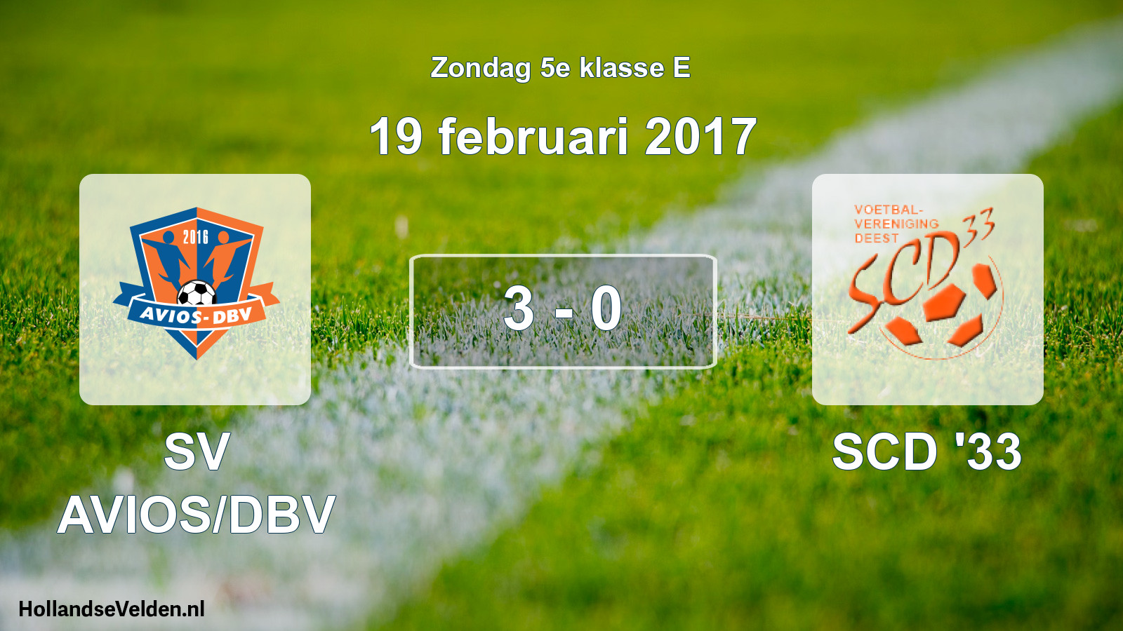 Total number of matches played: SV AVIOS/DBV - SCD '33 3 - 0 (19 February 2017)
