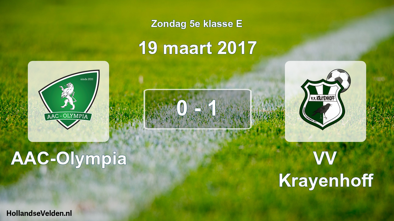 Total number of matches played: AAC-Olympia - VV Krayenhoff 0 - 1 (19 March 2017)