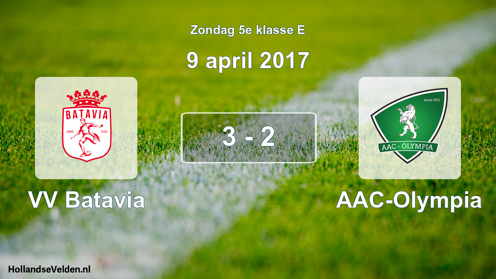 Total number of matches played: VV Batavia - AAC-Olympia 3 - 2 (9 April 2017)