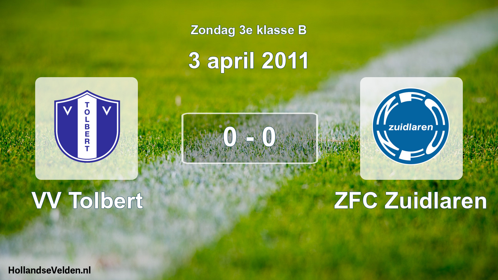 Total number of matches played: VV Tolbert - ZFC Zuidlaren 0 - 0 (3 April 2011)