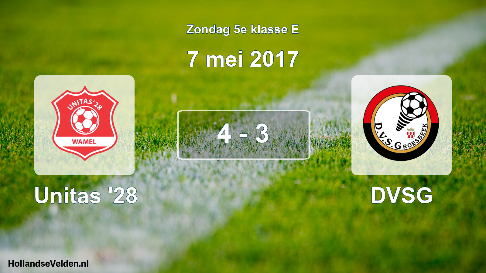 Total number of matches played: Unitas '28 - DVSG 4 - 3 (7 May 2017)