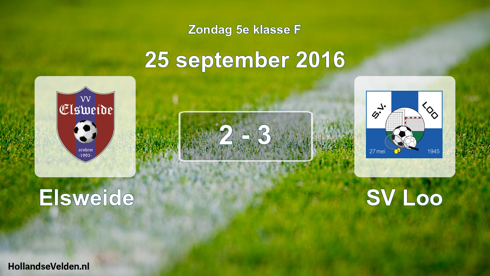 Total number of matches played: Elsweide - SV Loo 2 - 3 (25 September 2016)