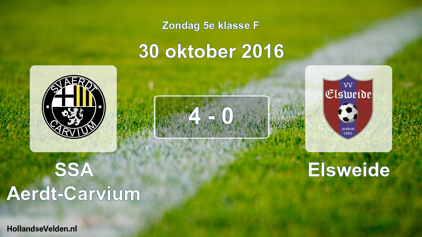 Total number of matches played: SSA Aerdt-Carvium - Elsweide 4 - 0 (30 October 2016)
