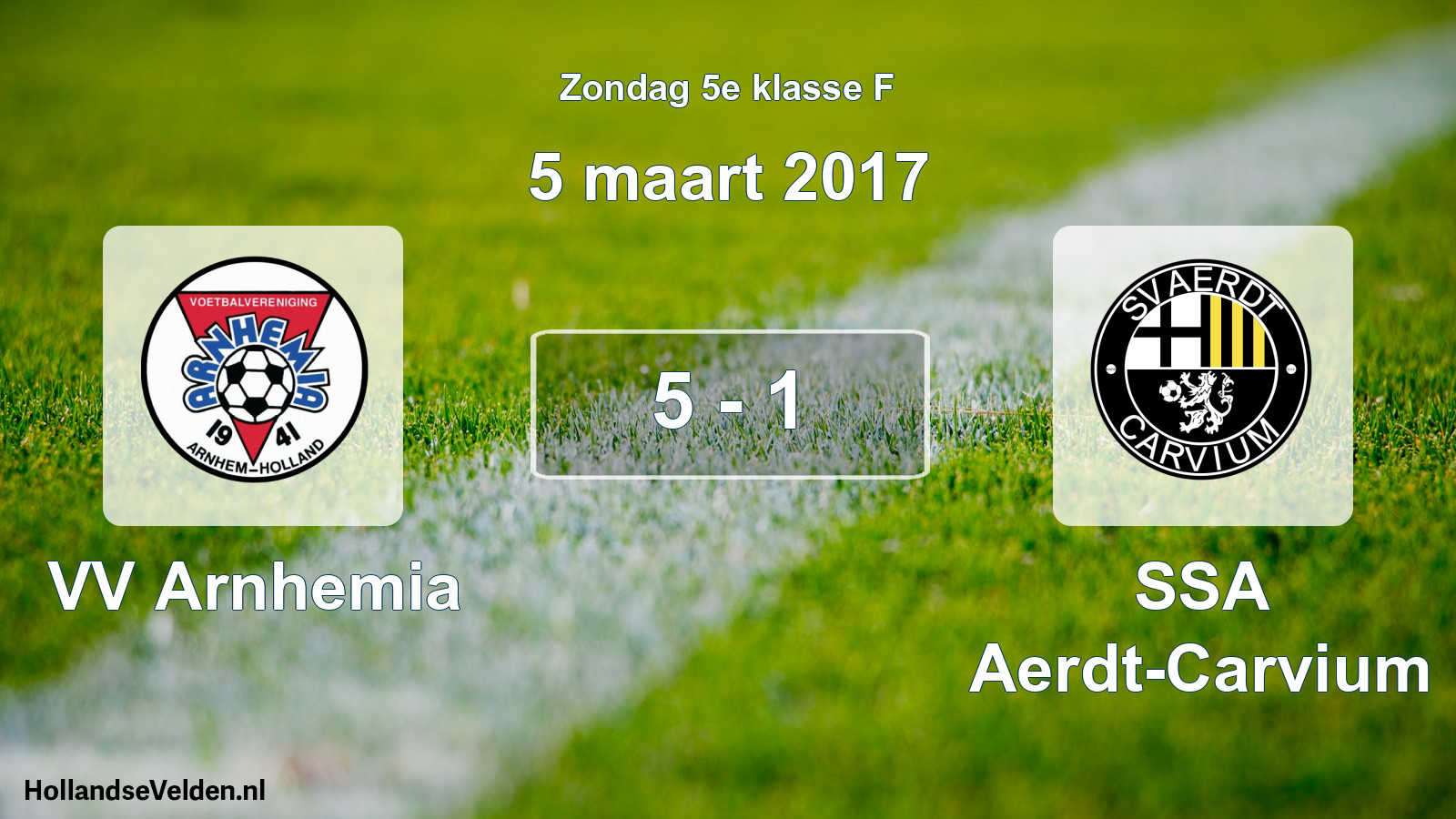 Total number of matches played: VV Arnhemia - SSA Aerdt-Carvium 5 - 1 (5 March 2017)