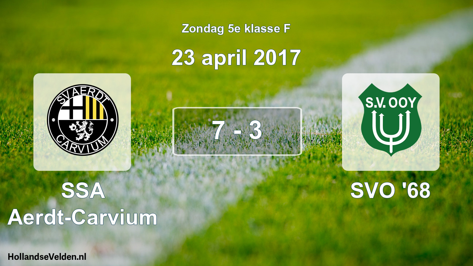 Total number of matches played: SSA Aerdt-Carvium - SVO '68 7 - 3 (23 April 2017)