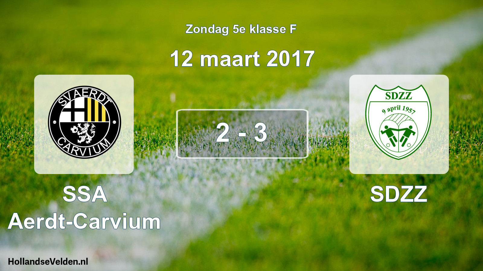 Total number of matches played: SSA Aerdt-Carvium - SDZZ 2 - 3 (12 March 2017)
