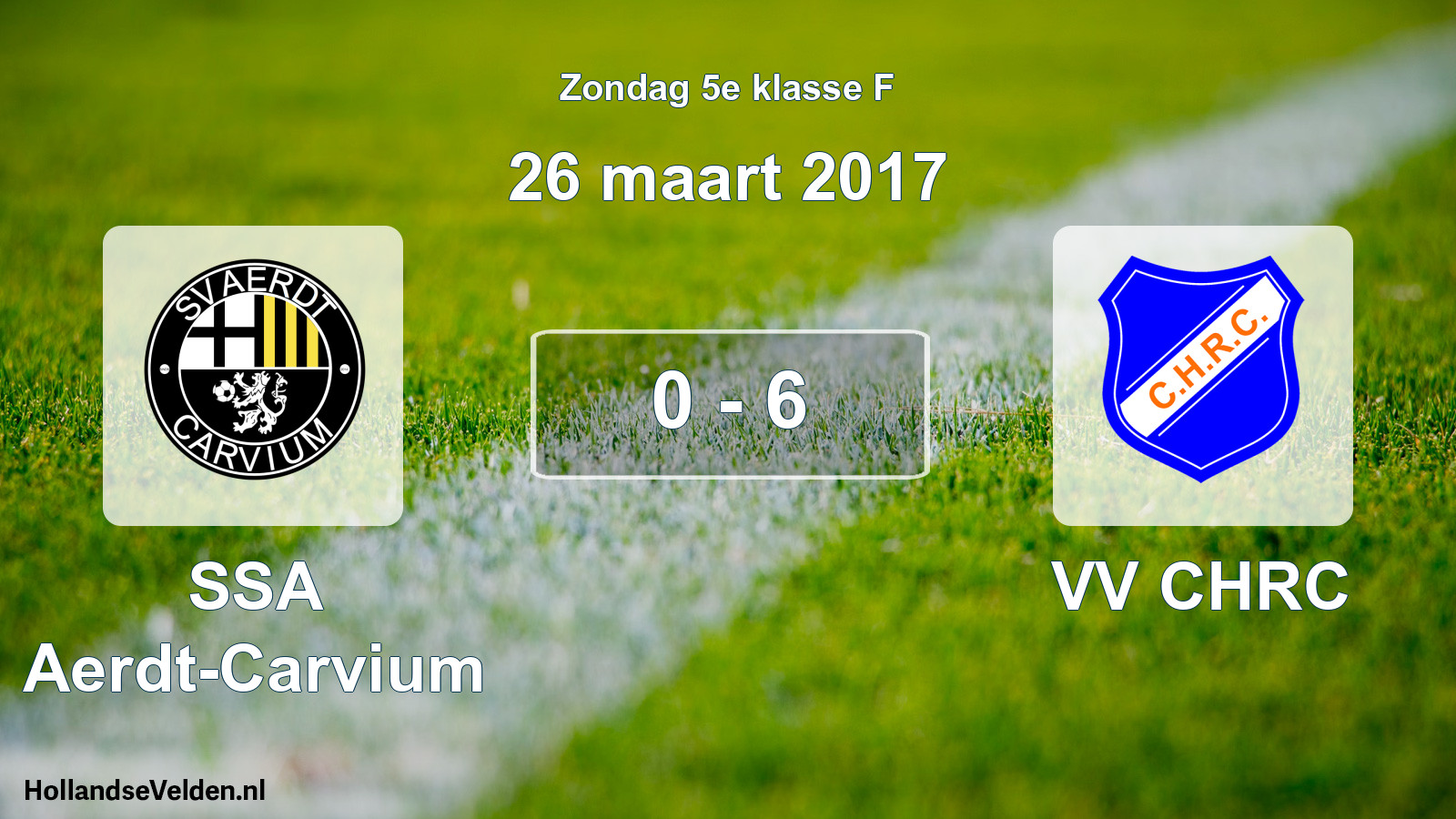 Total number of matches played: SSA Aerdt-Carvium - VV CHRC 0 - 6 (26 March 2017)