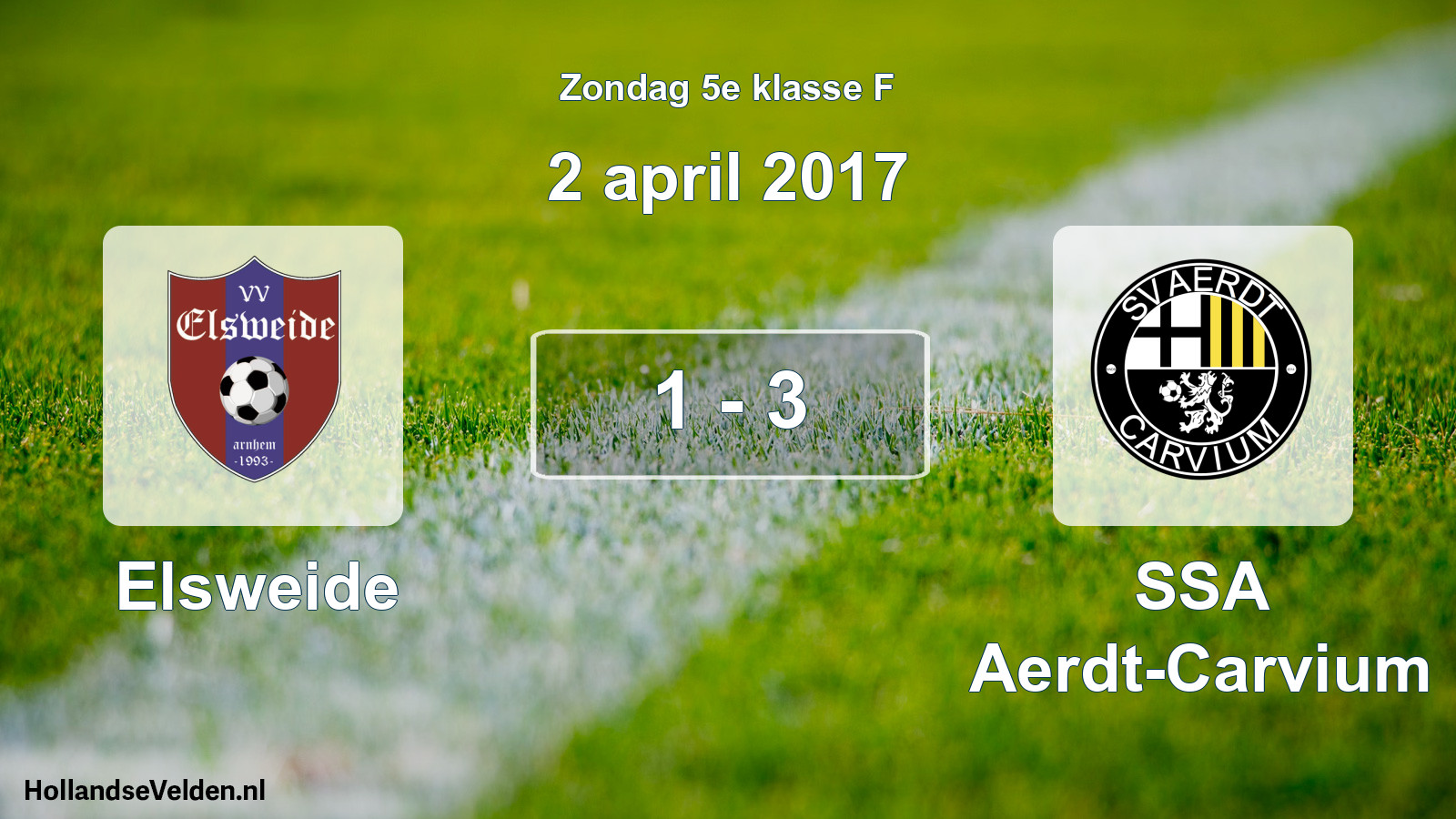 Total number of matches played: Elsweide - SSA Aerdt-Carvium 1 - 3 (2 April 2017)