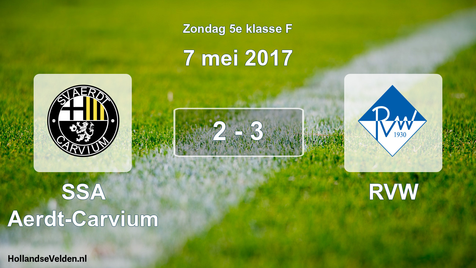 Total number of matches played: SSA Aerdt-Carvium - RVW 2 - 3 (7 May 2017)