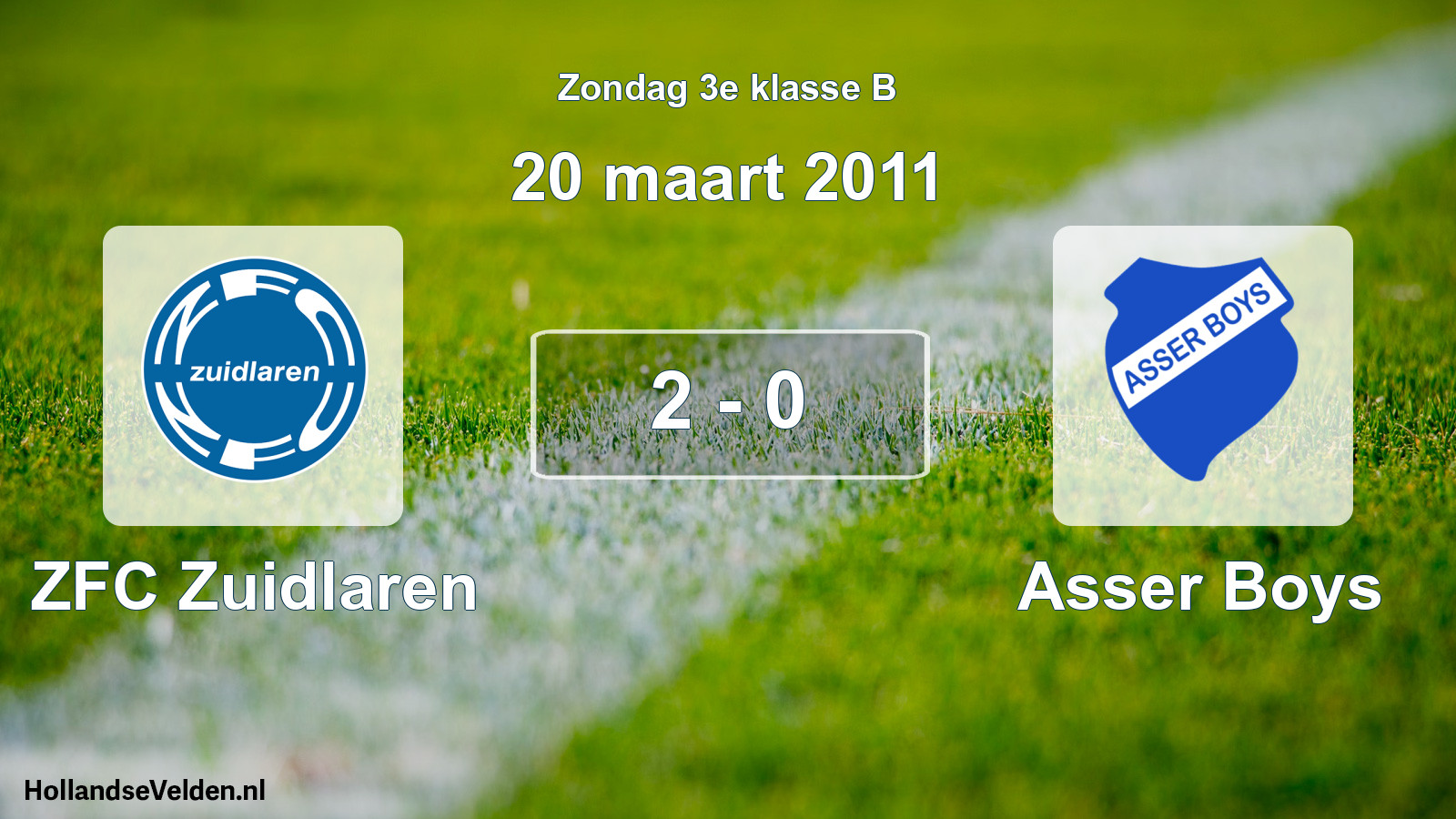 Total number of matches played: ZFC Zuidlaren - Asser Boys 2 - 0 (20 March 2011)