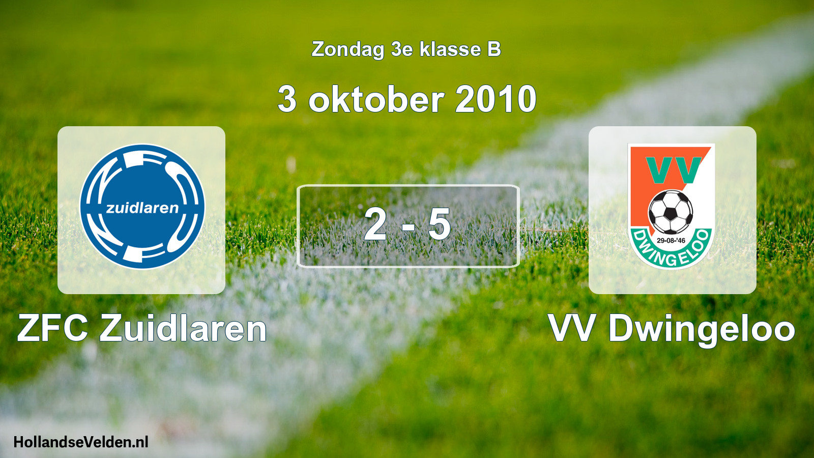 Total number of matches played: ZFC Zuidlaren - VV Dwingeloo 2 - 5 (3 October 2010)