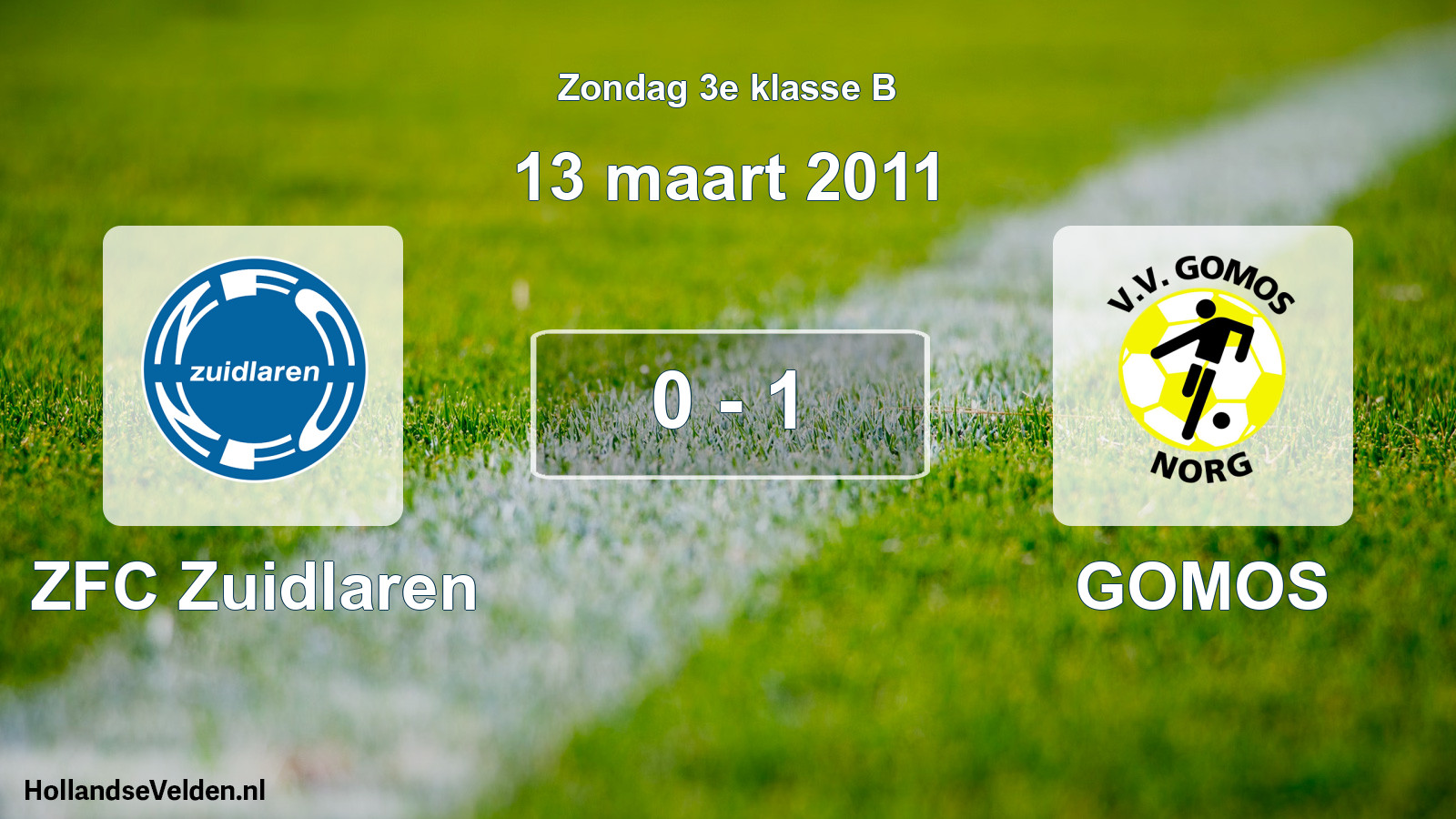 Total number of matches played: ZFC Zuidlaren - GOMOS 0 - 1 (13 March 2011)