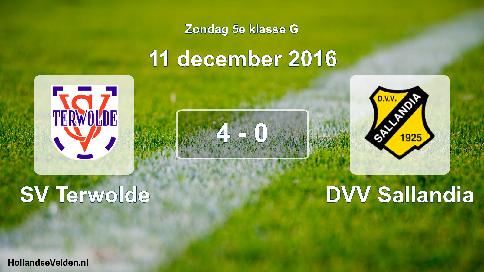 Total number of matches played: SV Terwolde - DVV Sallandia 4 - 0 (11 December 2016)