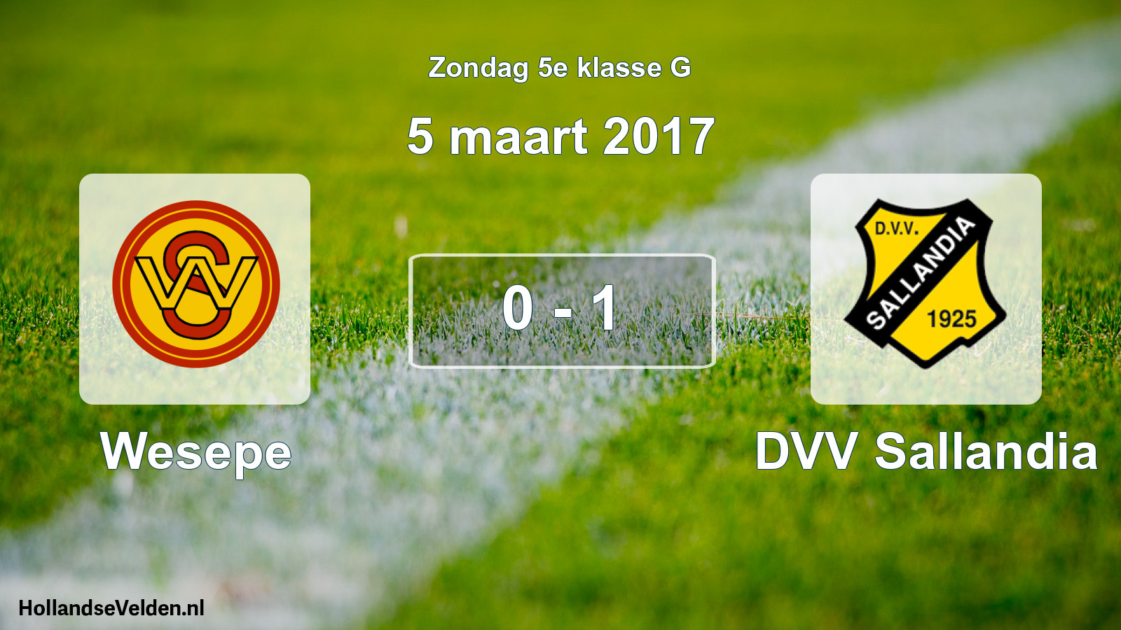 Total number of matches played: Wesepe - DVV Sallandia 0 - 1 (5 March 2017)