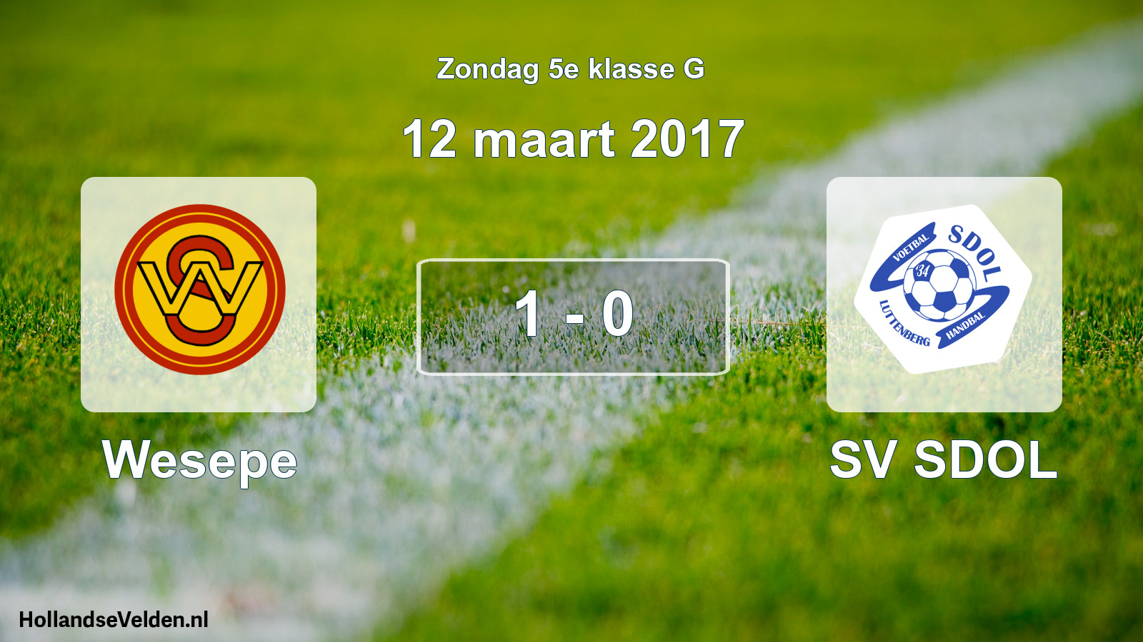 Total number of matches played: Wesepe - SV SDOL 1 - 0 (12 March 2017)