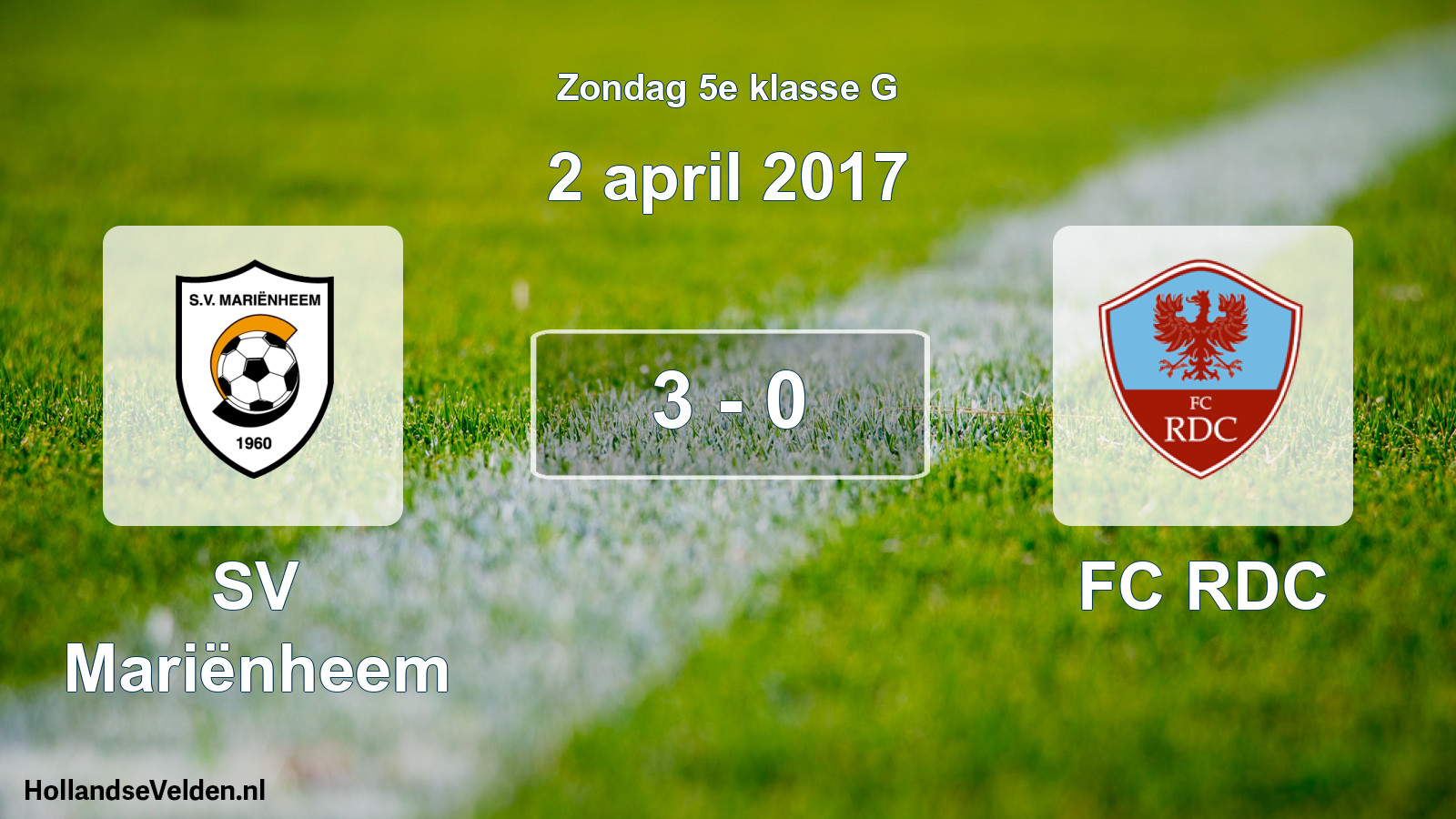 Total number of matches played: SV Mariënheem - FC RDC 3 - 0 (2 April 2017)