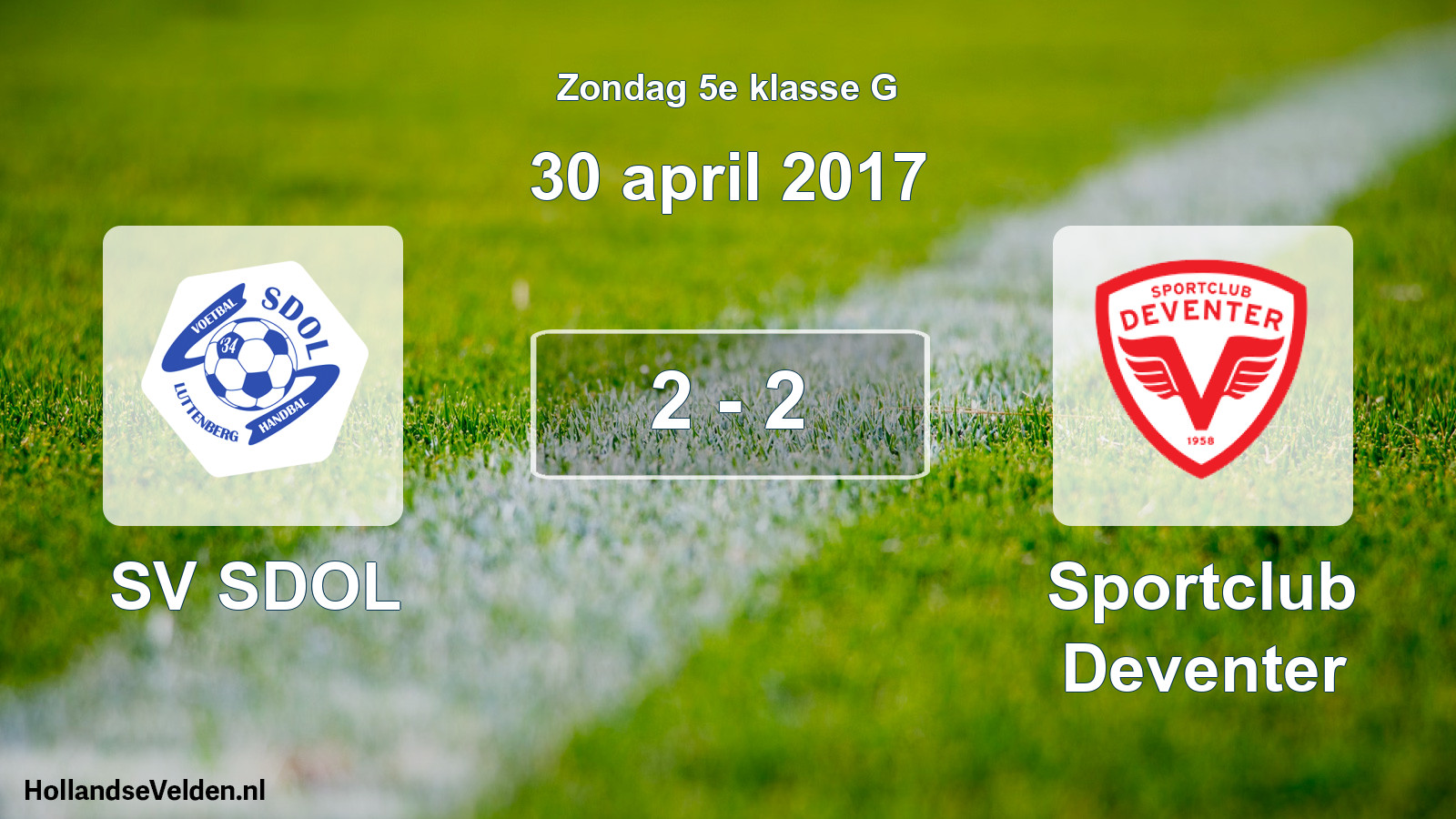 Total number of matches played: SV SDOL - Sportclub Deventer 2 - 2 (30 April 2017)