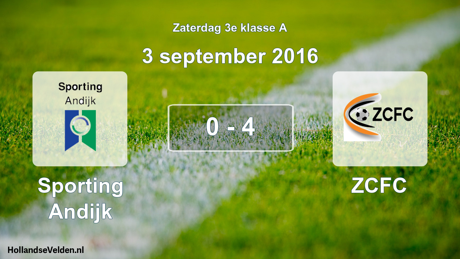 Total number of matches played: Sporting Andijk - ZCFC 0 - 4 (3 September 2016)
