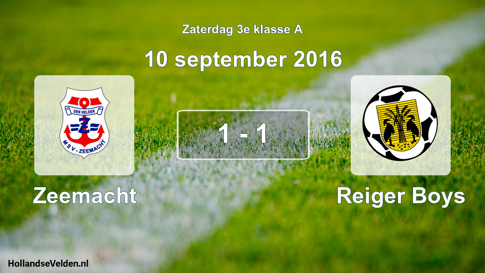 Total number of matches played: Zeemacht - Reiger Boys 1 - 1 (10 September 2016)