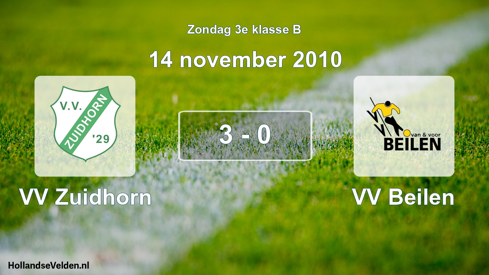 Total number of matches played: VV Zuidhorn - VV Beilen 3 - 0 (14 November 2010)