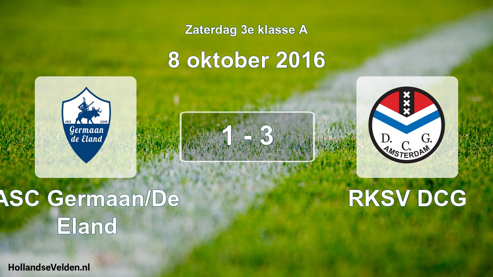 Total number of matches played: ASC Germaan/De Eland - RKSV DCG 1 - 3 (8 October 2016)