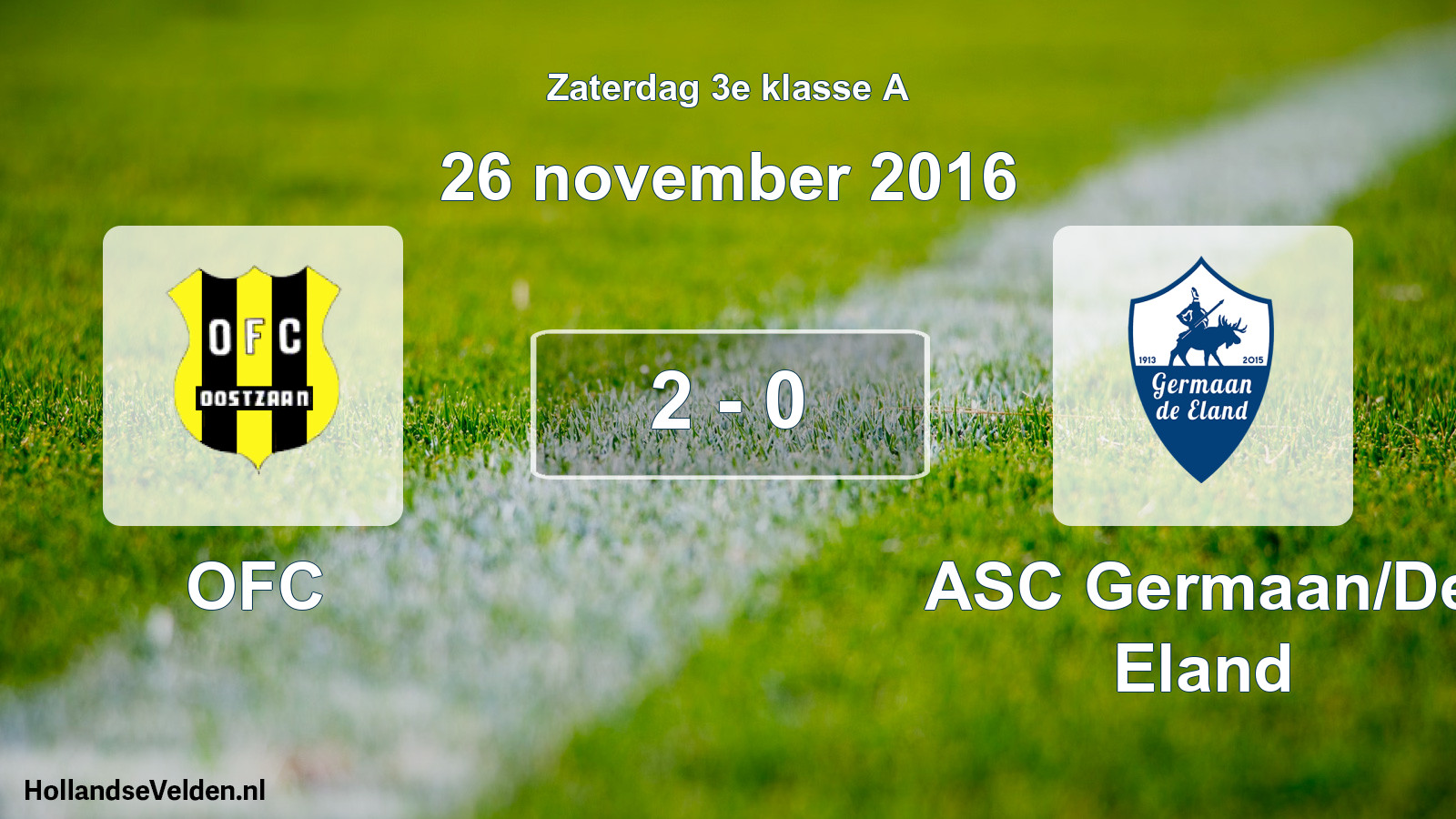 Total number of matches played: OFC - ASC Germaan/De Eland 2 - 0 (26 November 2016)