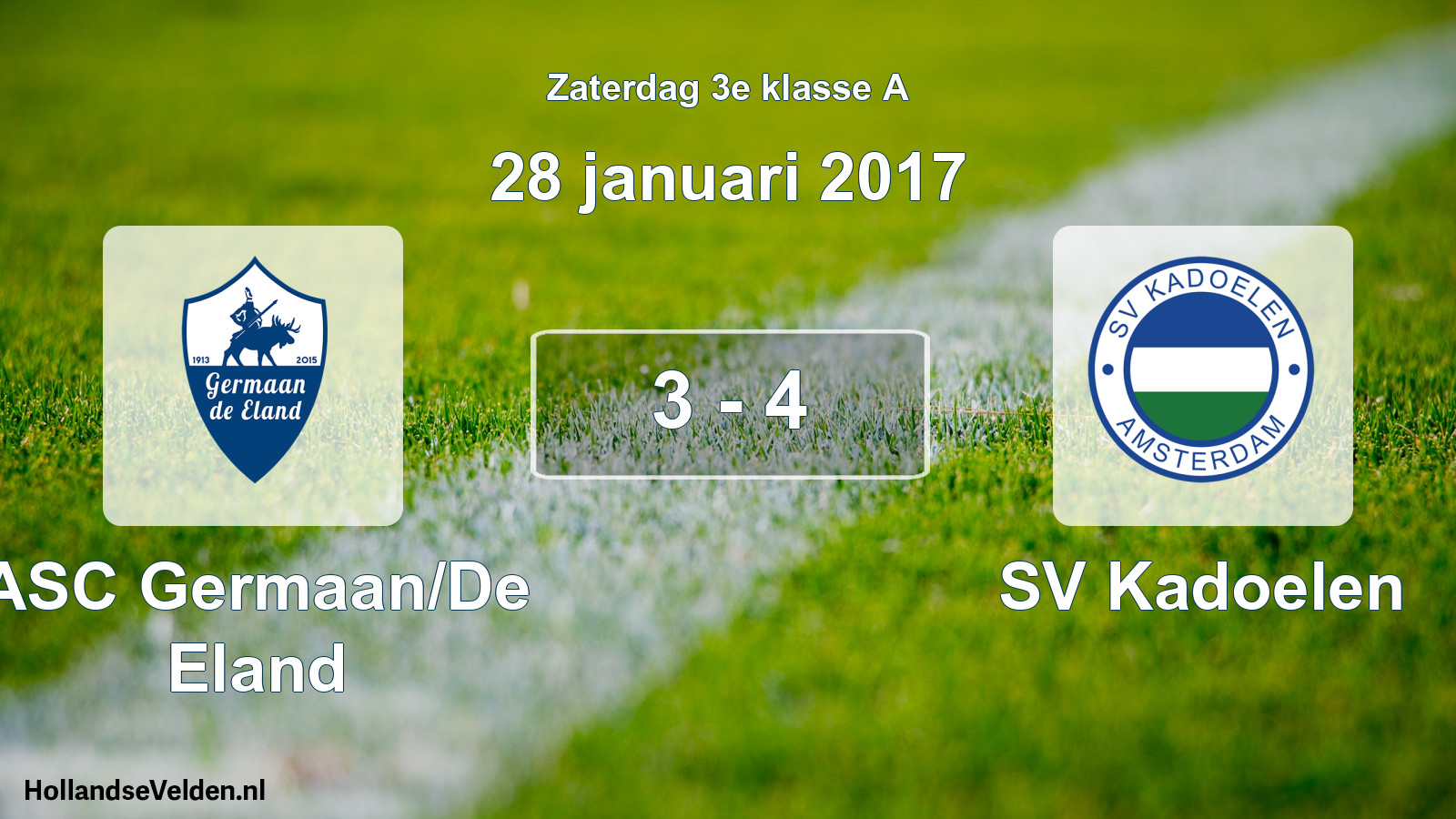 Total number of matches played: ASC Germaan/De Eland - SV Kadoelen 3 - 4 (28 January 2017)