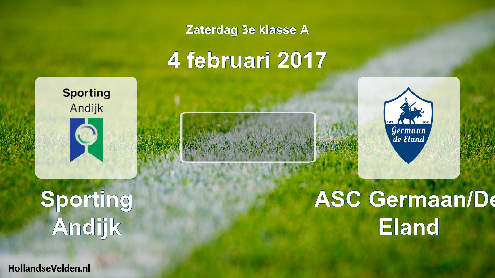 Geplande wedstrijd: Sporting Andijk - ASC Germaan/De Eland (4 februari 2017)