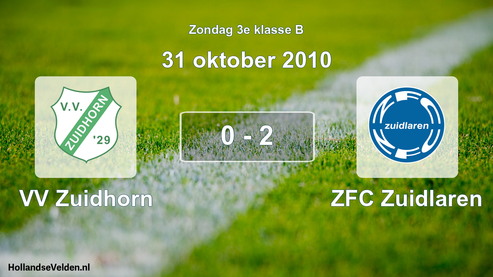Total number of matches played: VV Zuidhorn - ZFC Zuidlaren 0 - 2 (31 October 2010)