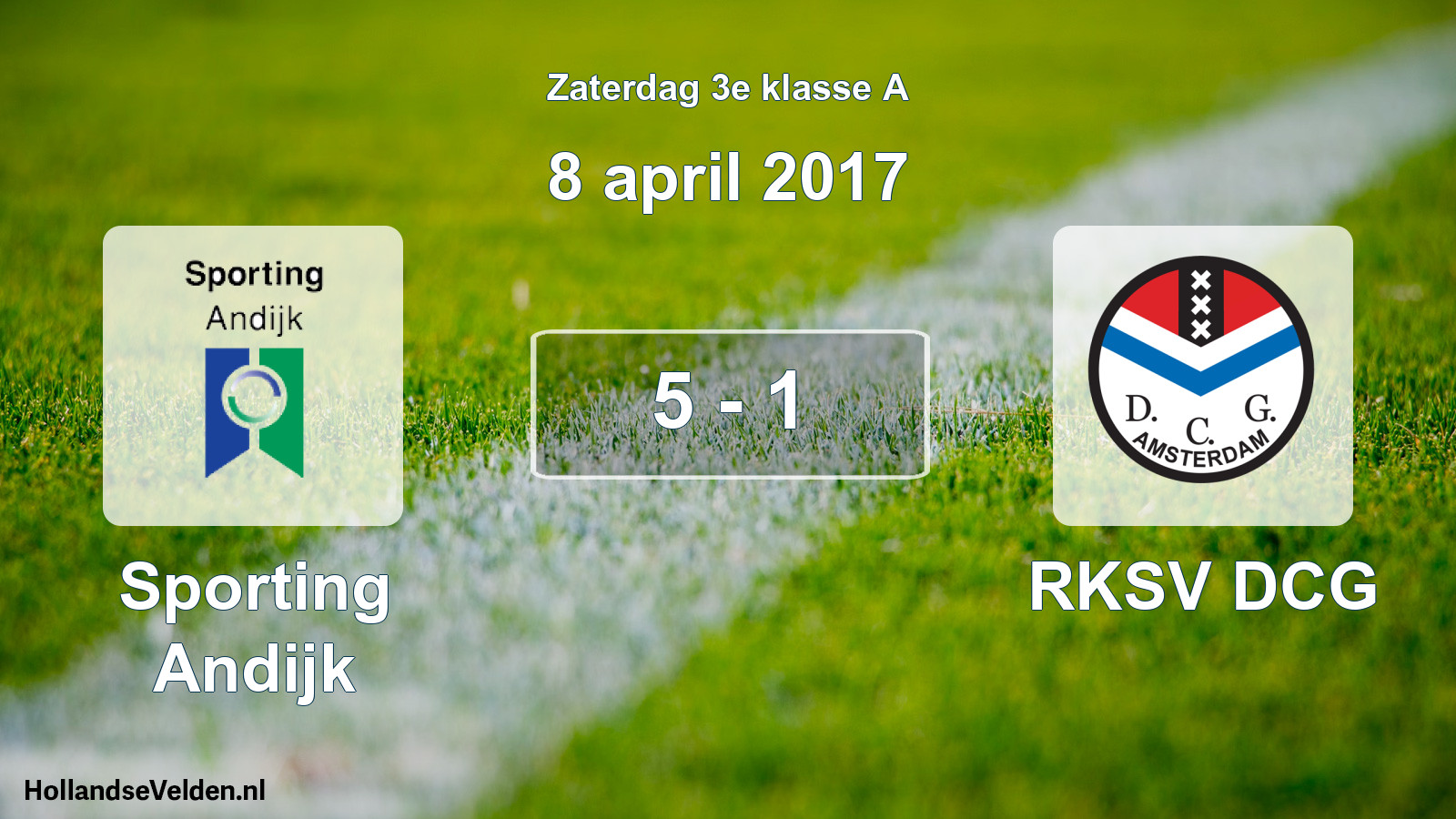 Total number of matches played: Sporting Andijk - RKSV DCG 5 - 1 (8 April 2017)