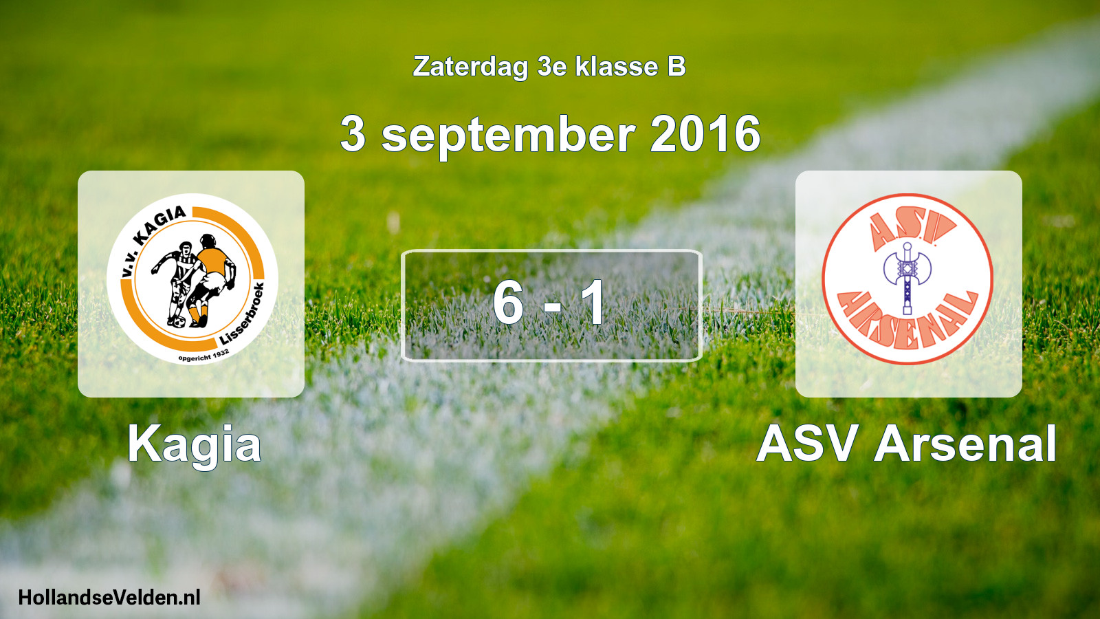 Total number of matches played: Kagia - ASV Arsenal 6 - 1 (3 September 2016)