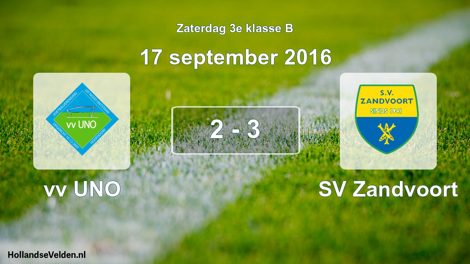 Total number of matches played: vv UNO - SV Zandvoort 2 - 3 (17 September 2016)
