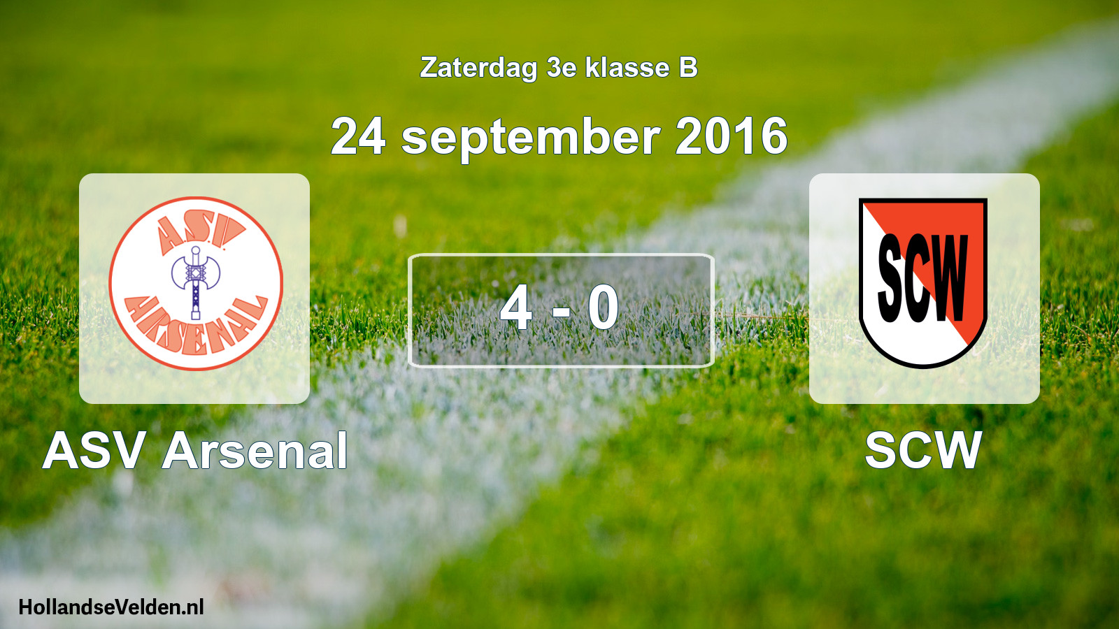 Total number of matches played: ASV Arsenal - SCW 4 - 0 (24 September 2016)