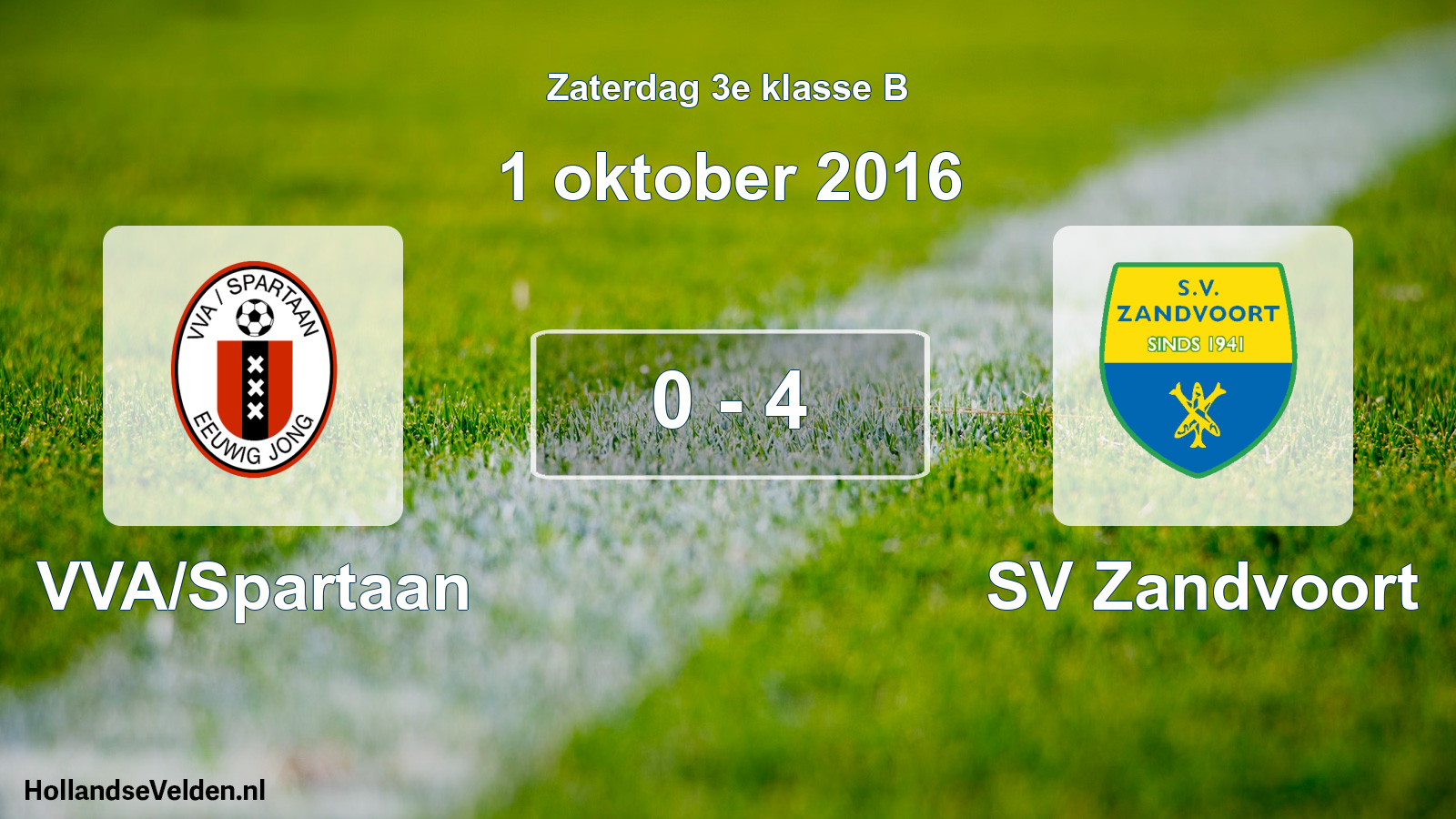 Total number of matches played: VVA/Spartaan - SV Zandvoort 0 - 4 (1 October 2016)
