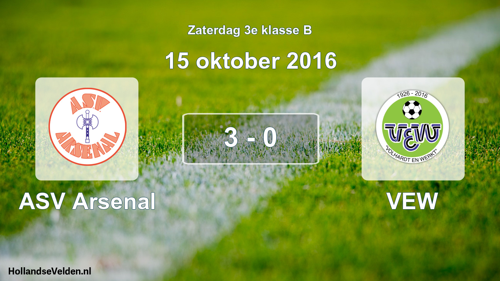 Total number of matches played: ASV Arsenal - VEW 3 - 0 (15 October 2016)
