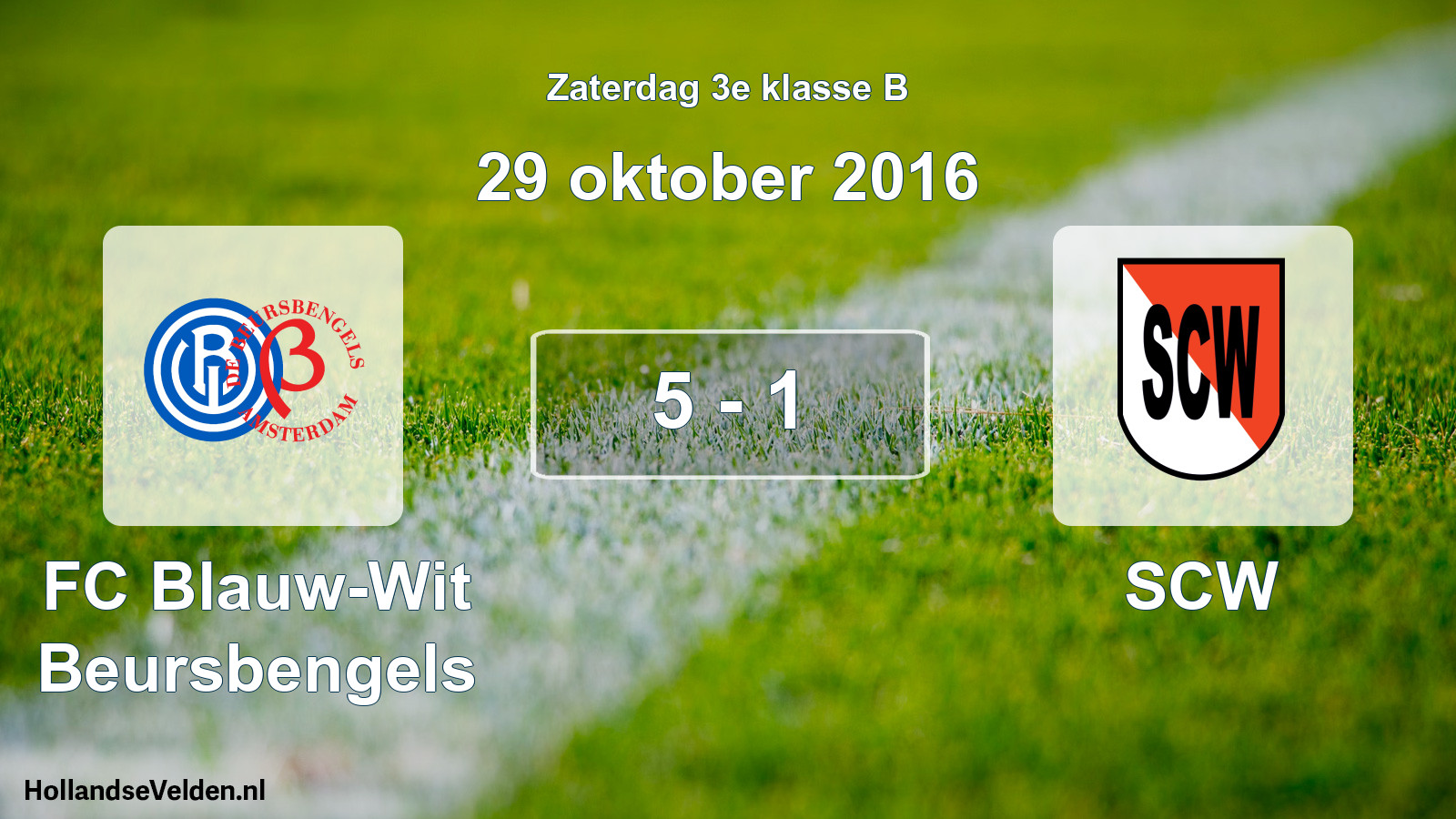 Total number of matches played: FC Blauw-Wit Beursbengels - SCW 5 - 1 (29 October 2016)