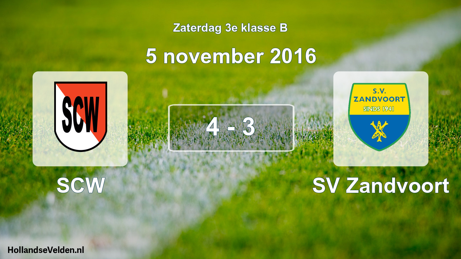 Total number of matches played: SCW - SV Zandvoort 4 - 3 (5 November 2016)