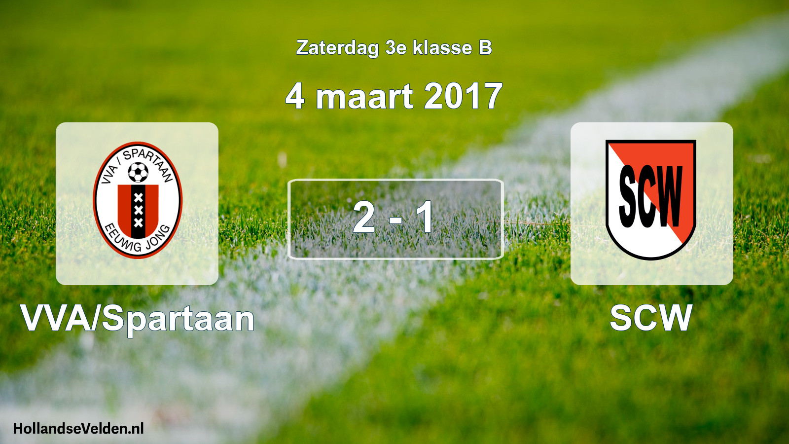 Total number of matches played: VVA/Spartaan - SCW 2 - 1 (4 March 2017)
