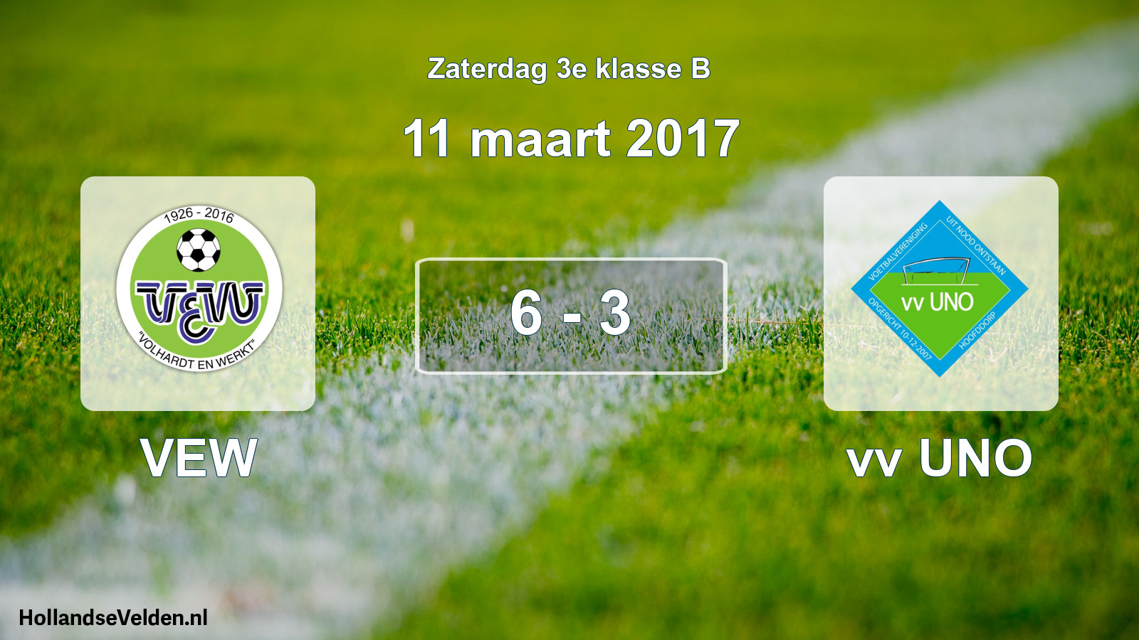 Total number of matches played: VEW - vv UNO 6 - 3 (11 March 2017)