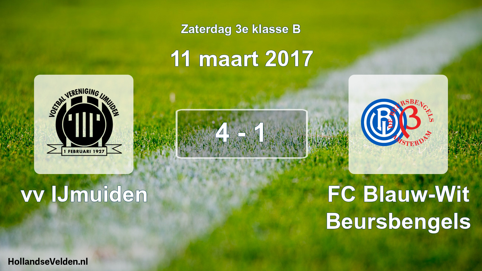 Total number of matches played: vv IJmuiden - FC Blauw-Wit Beursbengels 4 - 1 (11 March 2017)