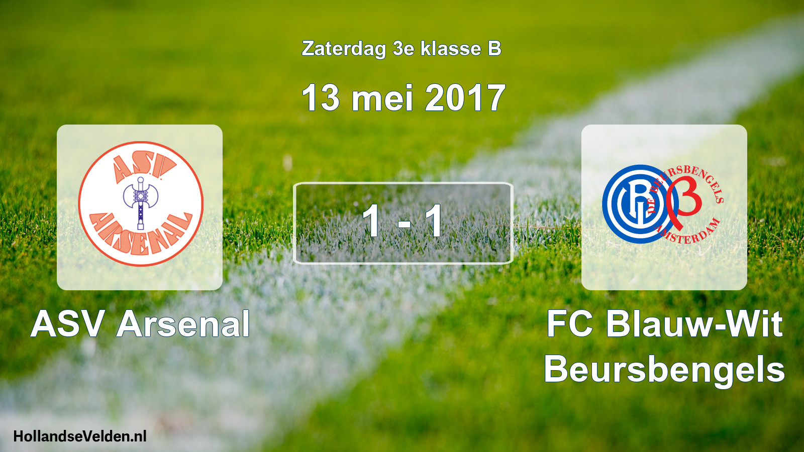 Total number of matches played: ASV Arsenal - FC Blauw-Wit Beursbengels 1 - 1 (13 May 2017)
